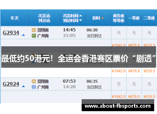 最低约50港元!全运会香港赛区票价“剧透” 最低约50港元!全运会香港赛区票价“剧透”